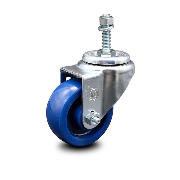 3 Inch Solid Polyurethane Wheel Swivel 10mm Threaded Stem Caster SCC